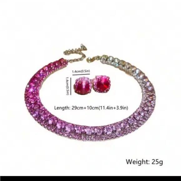 Sparkling Multicolor Rhinestone Necklace and Earring Set - Picture 2 of 9